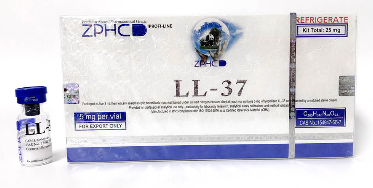 LL-37 ZPHC | 25 mg | Kit com 5 frascos de 5 mg | Peptídeo liofilizado para reconstituição - peptideos zphc - peptideo zphc