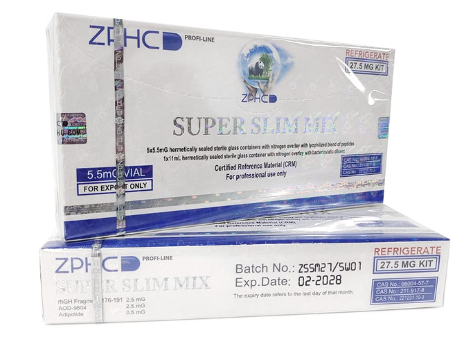 Super Slim Mix ZPHC | 27,5 mg | 5 Frascos Liofilizados de 5,5 mg | Blend de AOD 9604 + Fragmento HGH 176-191 + Adipotide para Reconstituição - Super Slim mix 27.5mg (AOD 2.5mg + GH Frag 2.5mg + Adipotide 0,5mg) ZPHC